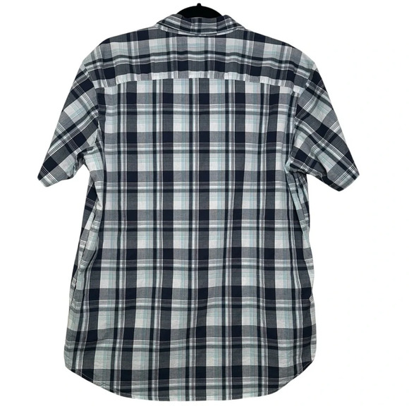 Columbia Men’s L Regular Fit Blue Plaid Short Sleeve Shirt - Picture 2 of 5